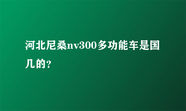 河北尼桑nv300多功能车是国几的？