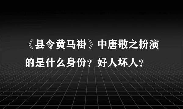 《县令黄马褂》中唐敬之扮演的是什么身份？好人坏人？