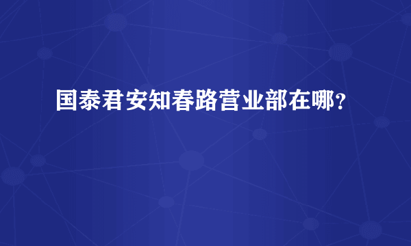 国泰君安知春路营业部在哪？