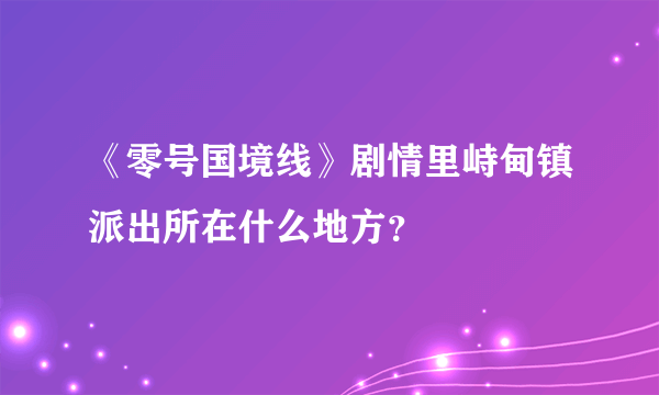 《零号国境线》剧情里峙甸镇派出所在什么地方？