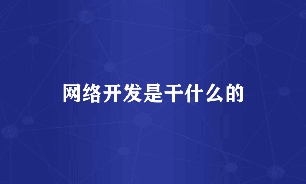 网络开发是干什么的
