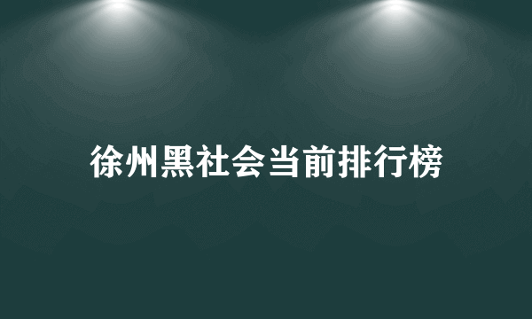 徐州黑社会当前排行榜