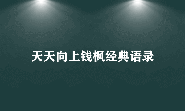 天天向上钱枫经典语录