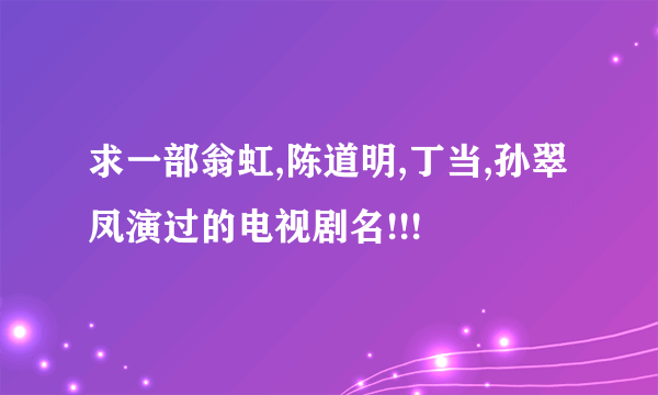 求一部翁虹,陈道明,丁当,孙翠凤演过的电视剧名!!!