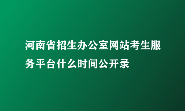 河南省招生办公室网站考生服务平台什么时间公开录