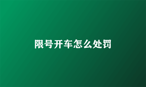 限号开车怎么处罚
