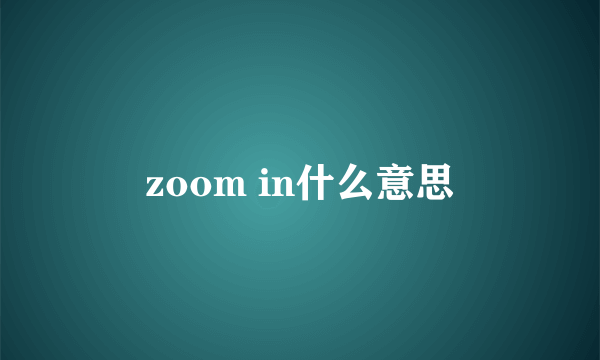 zoom in什么意思