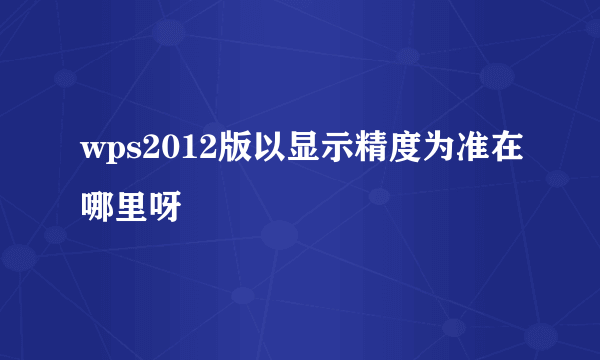 wps2012版以显示精度为准在哪里呀