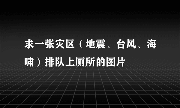 求一张灾区（地震、台风、海啸）排队上厕所的图片