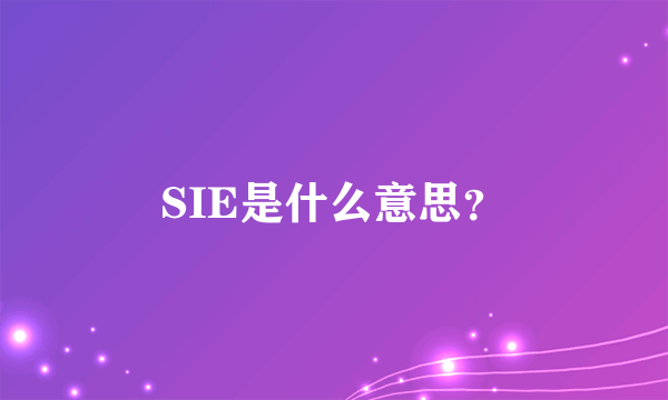 SIE是什么意思？