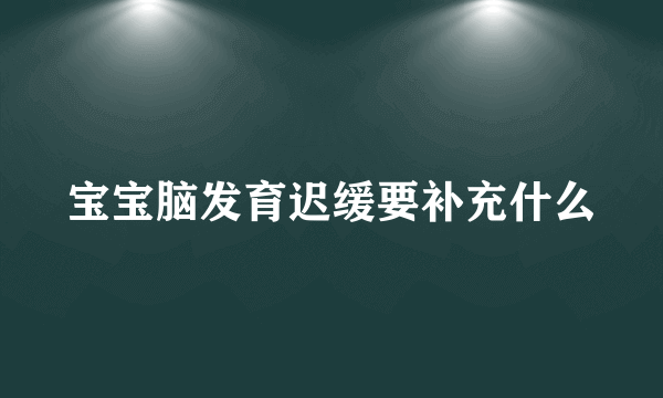 宝宝脑发育迟缓要补充什么