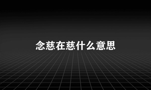 念慈在慈什么意思
