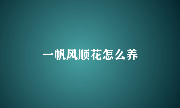 一帆风顺花怎么养
