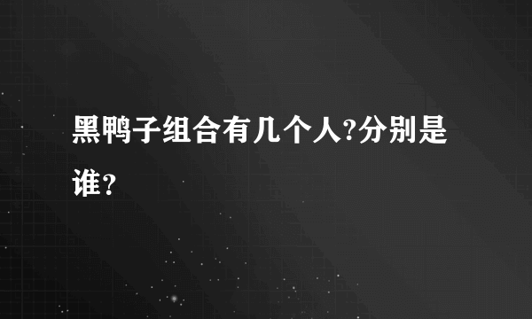 黑鸭子组合有几个人?分别是谁？