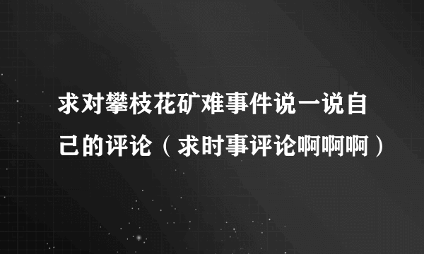 求对攀枝花矿难事件说一说自己的评论（求时事评论啊啊啊）
