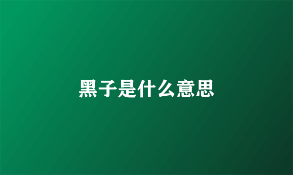 黑子是什么意思
