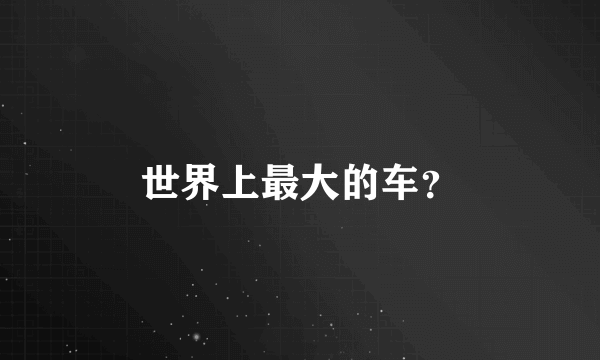 世界上最大的车？